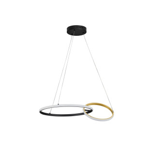 Lampa wisząca nowoczesna - 2 ringi ze ściemniaczem triac Chorro 63cm LED 3200K czarno-złota