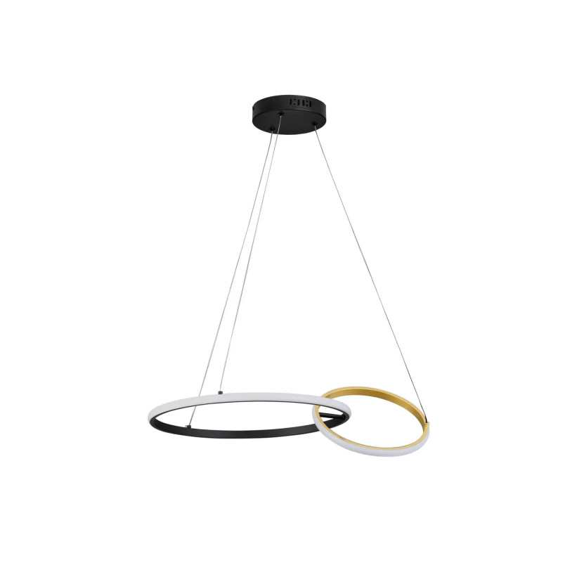 Lampa wisząca nowoczesna - 2 ringi ze ściemniaczem triac Chorro 63cm LED 3200K czarno-złota