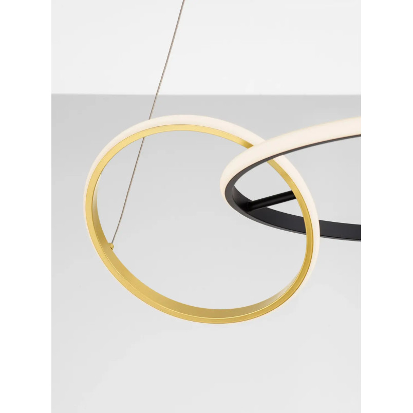 Lampa wisząca nowoczesna - 2 ringi ze ściemniaczem triac Chorro 63cm LED 3200K czarno-złota