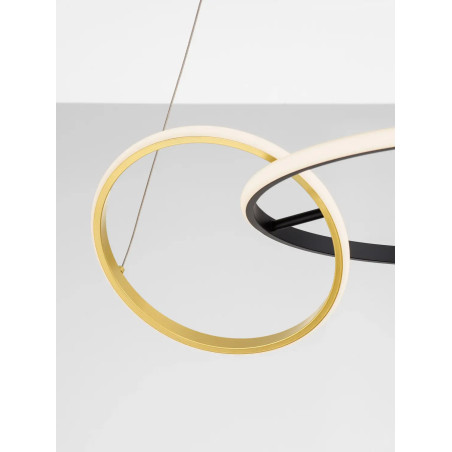 Lampa wisząca nowoczesna - 2 ringi ze ściemniaczem triac Chorro 63cm LED 3200K czarno-złota