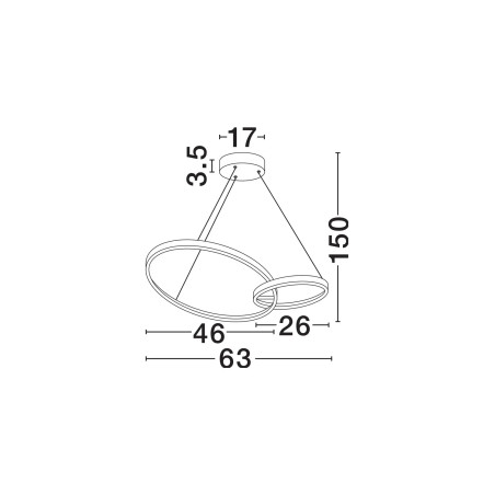 Lampa wisząca nowoczesna - 2 ringi ze ściemniaczem triac Chorro 63cm LED 3200K czarno-złota