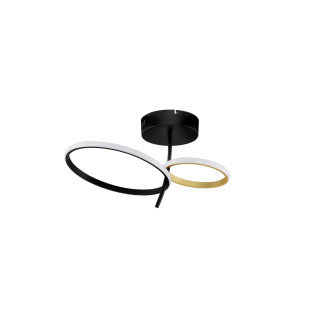 Plafon nowoczesny - 2 okręgi ze ściemniaczem triac Chorro 51cm LED 3200K czarno-złoty