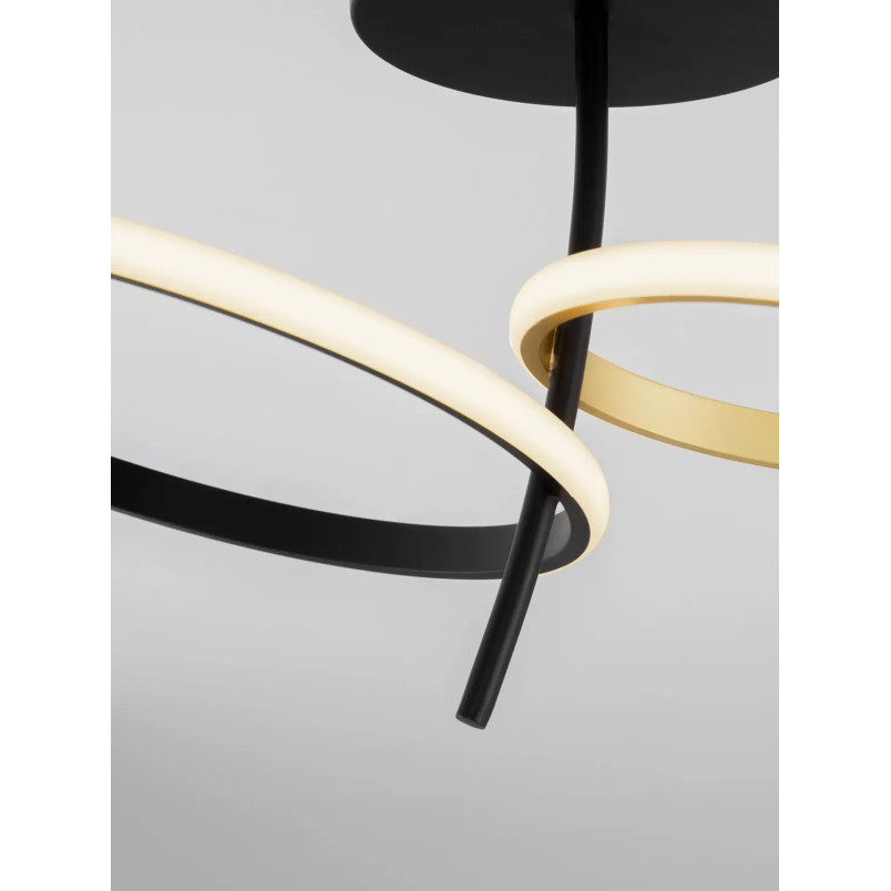Plafon nowoczesny - 2 okręgi ze ściemniaczem triac Chorro 51cm LED 3200K czarno-złoty