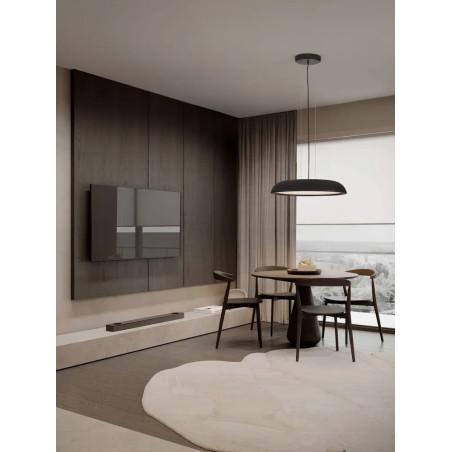 Lampa wisząca minimalistyczna z płaskim kloszem Fossa 60cm triac LED 3000K czarna
