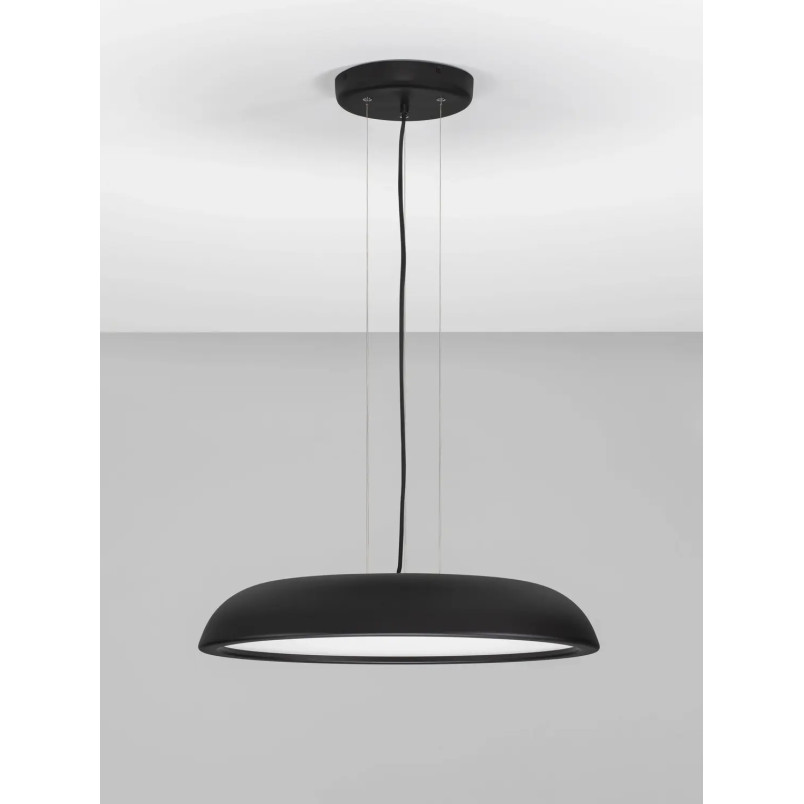 Lampa wisząca minimalistyczna z płaskim kloszem Fossa 60cm triac LED 3000K czarna