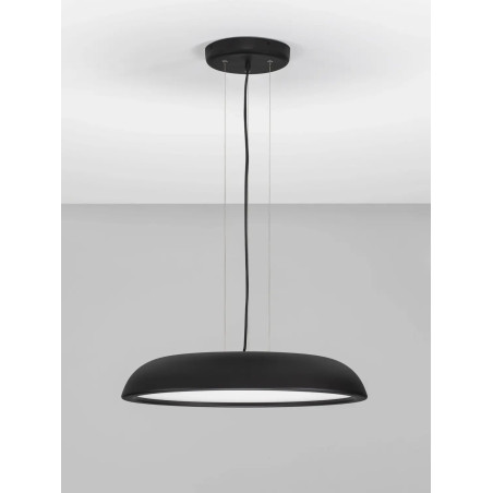 Lampa wisząca minimalistyczna z płaskim kloszem Fossa 60cm triac LED 3000K czarna