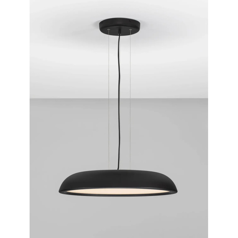 Lampa wisząca minimalistyczna z płaskim kloszem Fossa 60cm triac LED 3000K czarna