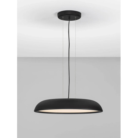 Lampa wisząca minimalistyczna z płaskim kloszem Fossa 60cm triac LED 3000K czarna