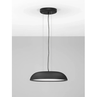 Lampa wisząca minimalistyczna z płaskim kloszem Fossa 45cm triac LED 3000K czarna