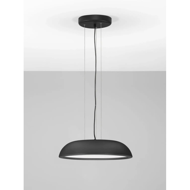 Lampa wisząca minimalistyczna z płaskim kloszem Fossa 45cm triac LED 3000K czarna