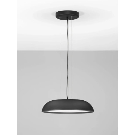 Lampa wisząca minimalistyczna z płaskim kloszem Fossa 45cm triac LED 3000K czarna