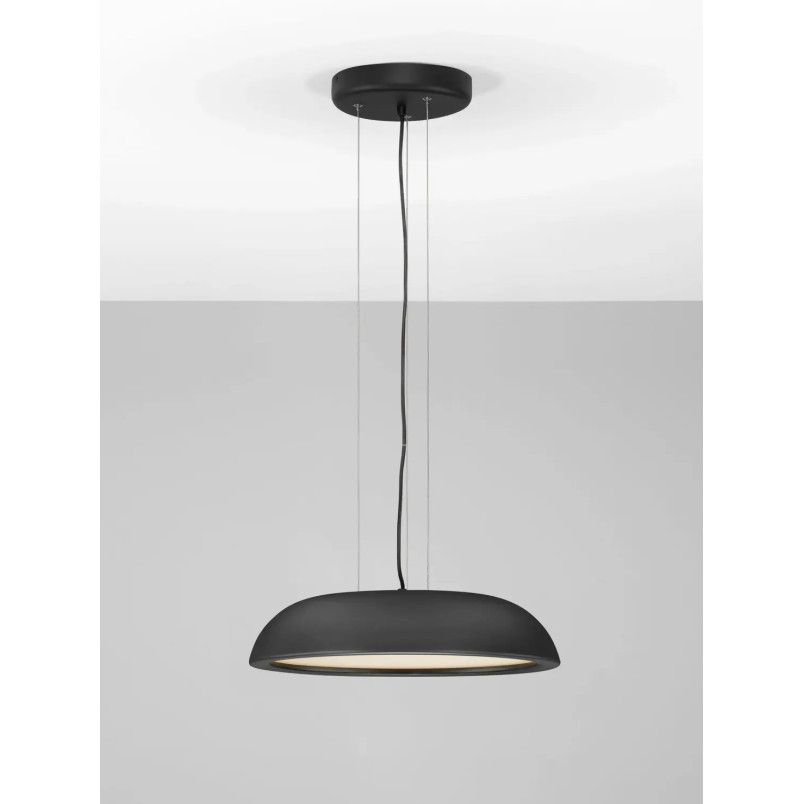 Lampa wisząca minimalistyczna z płaskim kloszem Fossa 45cm triac LED 3000K czarna