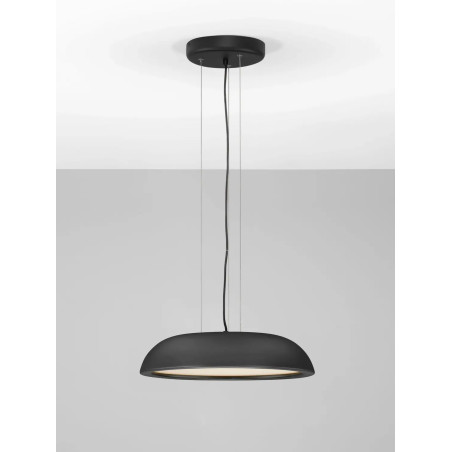 Lampa wisząca minimalistyczna z płaskim kloszem Fossa 45cm triac LED 3000K czarna