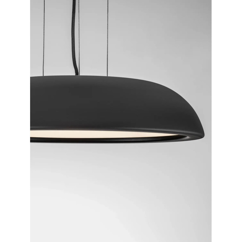Lampa wisząca minimalistyczna z płaskim kloszem Fossa 45cm triac LED 3000K czarna