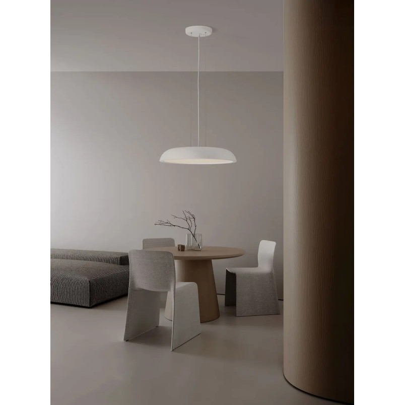 Lampa wisząca minimalistyczna z płaskim kloszem Fossa 60cm triac LED 3000K biała