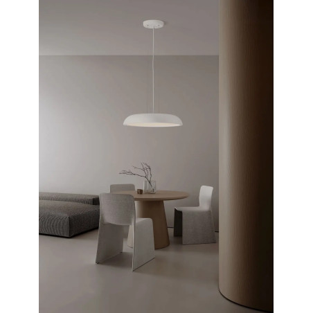 Lampa wisząca minimalistyczna z płaskim kloszem Fossa 60cm triac LED 3000K biała