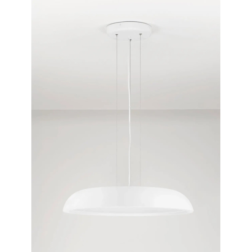 Lampa wisząca minimalistyczna z płaskim kloszem Fossa 60cm triac LED 3000K biała