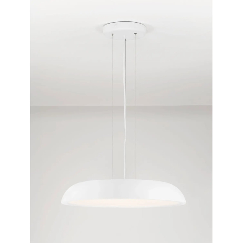 Lampa wisząca minimalistyczna z płaskim kloszem Fossa 60cm triac LED 3000K biała