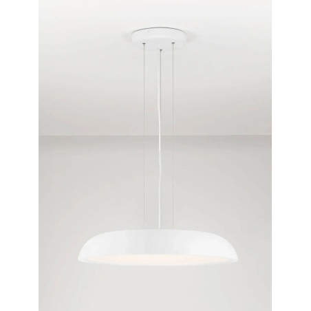 Lampa wisząca minimalistyczna z płaskim kloszem Fossa 60cm triac LED 3000K biała