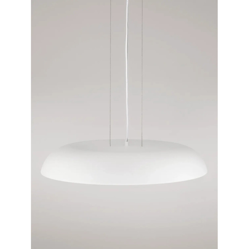 Lampa wisząca minimalistyczna z płaskim kloszem Fossa 60cm triac LED 3000K biała