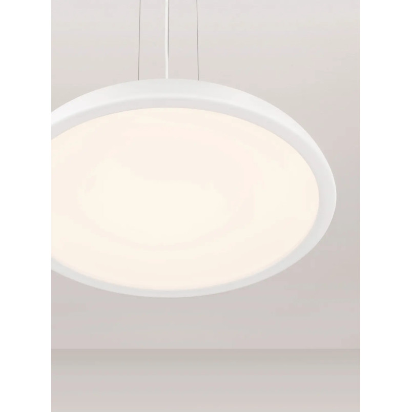 Lampa wisząca minimalistyczna z płaskim kloszem Fossa 60cm triac LED 3000K biała