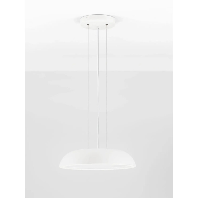 Lampa wisząca minimalistyczna z płaskim kloszem Fossa 45cm triac LED 3000K biała