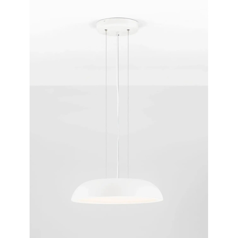 Lampa wisząca minimalistyczna z płaskim kloszem Fossa 45cm triac LED 3000K biała