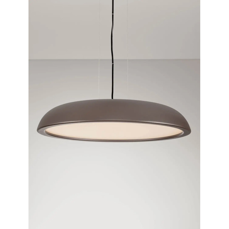 Lampa wisząca minimalistyczna z płaskim kloszem Fossa 60cm triac LED 3000K brązowa