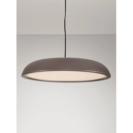 Lampa wisząca minimalistyczna z płaskim kloszem Fossa 60cm triac LED 3000K brązowa