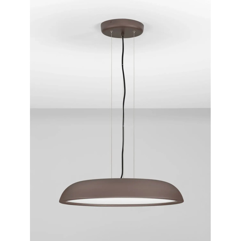 Lampa wisząca minimalistyczna z płaskim kloszem Fossa 60cm triac LED 3000K brązowa