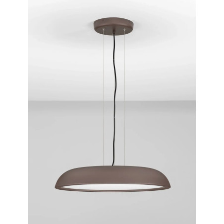 Lampa wisząca minimalistyczna z płaskim kloszem Fossa 60cm triac LED 3000K brązowa