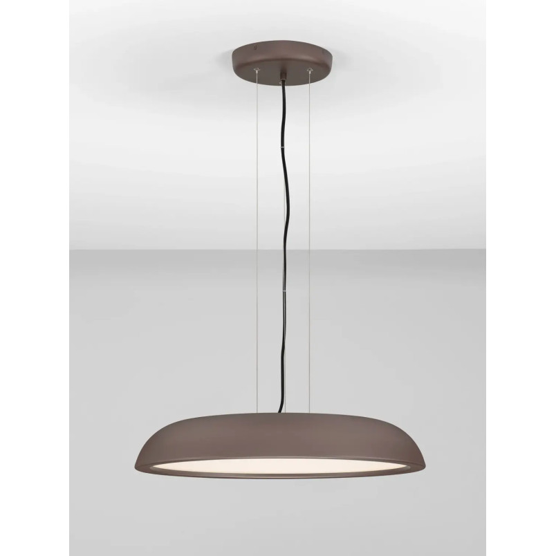 Lampa wisząca minimalistyczna z płaskim kloszem Fossa 60cm triac LED 3000K brązowa