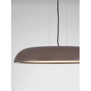 Lampa wisząca minimalistyczna z płaskim kloszem Fossa 60cm triac LED 3000K brązowa