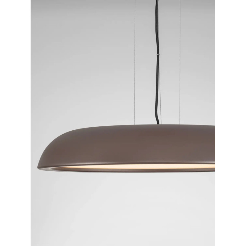 Lampa wisząca minimalistyczna z płaskim kloszem Fossa 60cm triac LED 3000K brązowa