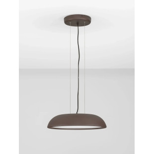 Lampa wisząca minimalistyczna z płaskim kloszem Fossa 45cm triac LED 3000K brązowa