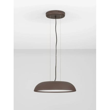Lampa wisząca minimalistyczna z płaskim kloszem Fossa 45cm triac LED 3000K brązowa