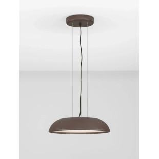 Lampa wisząca minimalistyczna z płaskim kloszem Fossa 45cm triac LED 3000K brązowa