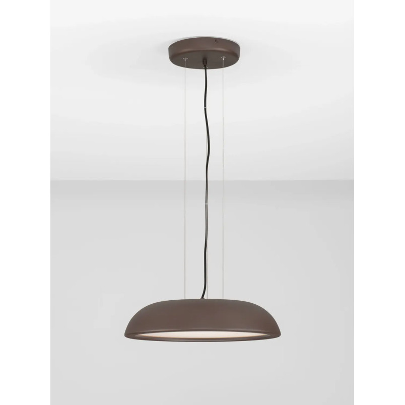 Lampa wisząca minimalistyczna z płaskim kloszem Fossa 45cm triac LED 3000K brązowa