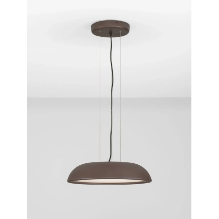 Lampa wisząca minimalistyczna z płaskim kloszem Fossa 45cm triac LED 3000K brązowa