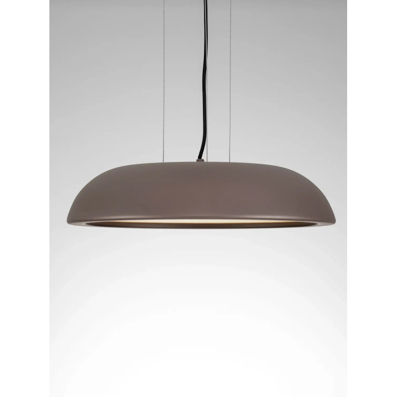 Lampa wisząca minimalistyczna z płaskim kloszem Fossa 45cm triac LED 3000K brązowa
