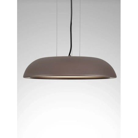 Lampa wisząca minimalistyczna z płaskim kloszem Fossa 45cm triac LED 3000K brązowa