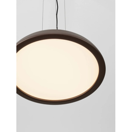 Lampa wisząca minimalistyczna z płaskim kloszem Fossa 45cm triac LED 3000K brązowa