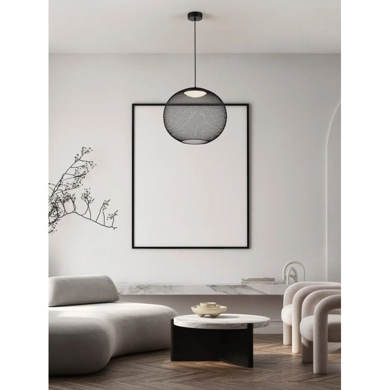 Lampa wisząca ażurowa kula Savino 46cm LED 3000K czarna