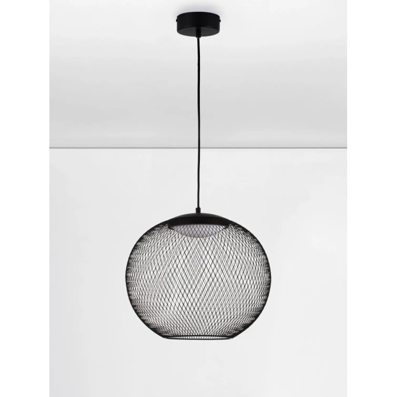 Lampa wisząca ażurowa kula Savino 38cm LED 3000K czarna