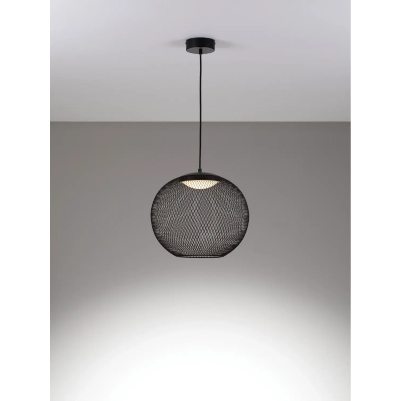 Lampa wisząca ażurowa kula Savino 38cm LED 3000K czarna