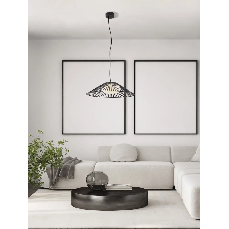 Czarna druciana lampa wisząca ze szklanym kloszem Bromo 61cm LED 3000K