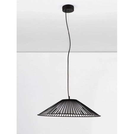 Czarna druciana lampa wisząca ze szklanym kloszem Bromo 61cm LED 3000K