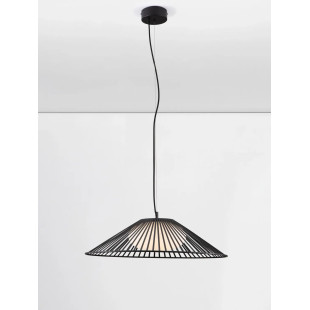 Czarna druciana lampa wisząca ze szklanym kloszem Bromo 61cm LED 3000K