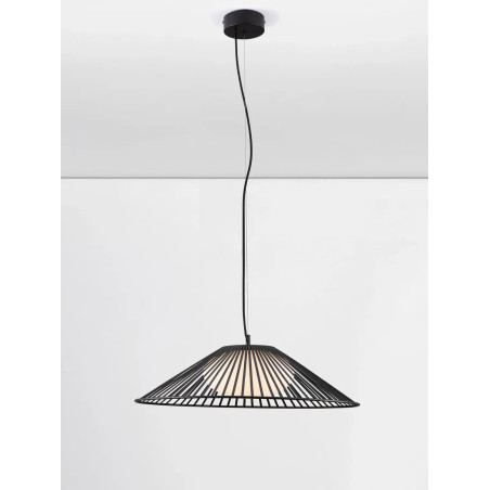 Czarna druciana lampa wisząca ze szklanym kloszem Bromo 61cm LED 3000K