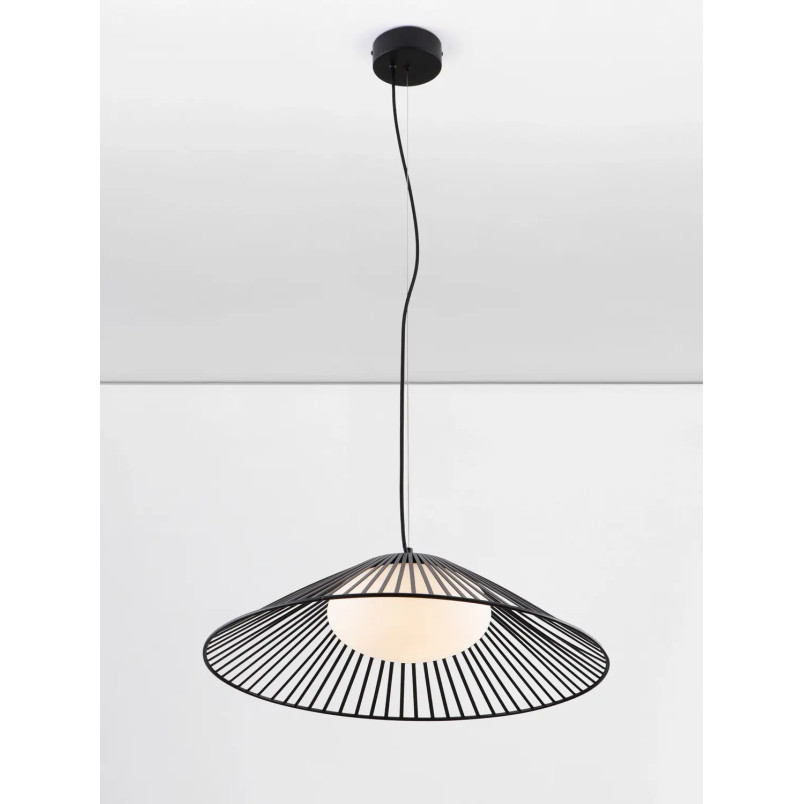 Czarna druciana lampa wisząca ze szklanym kloszem Bromo 61cm LED 3000K